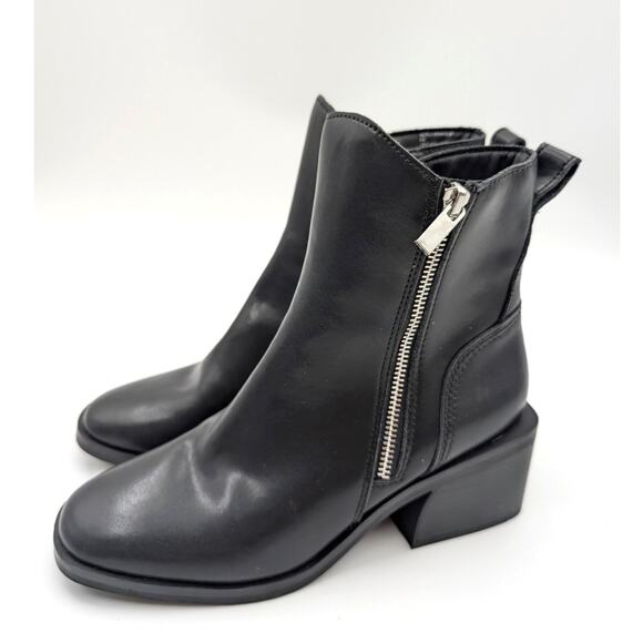 Steve Madden Ruthy Ankle Boots Side Zip Women's Leather Black Size US8M EU39 - Picture 1 of 11